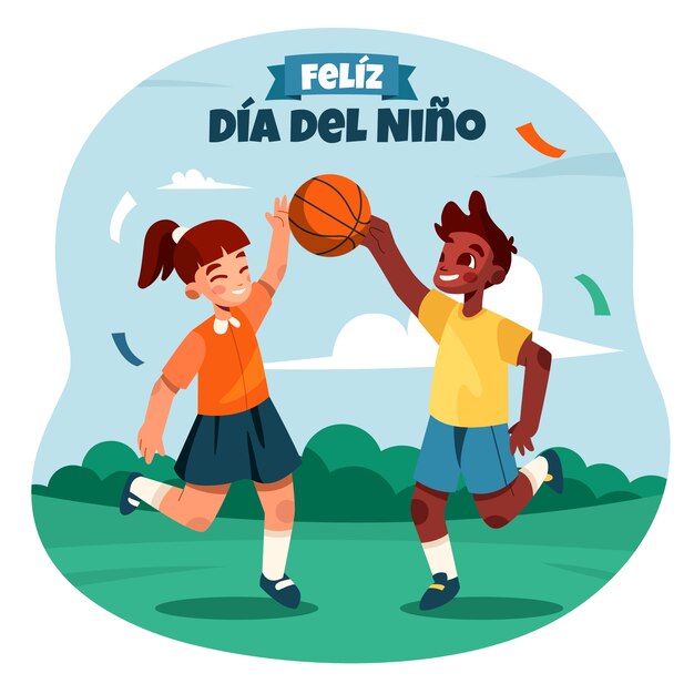 Ilustración plana del día del niño en español