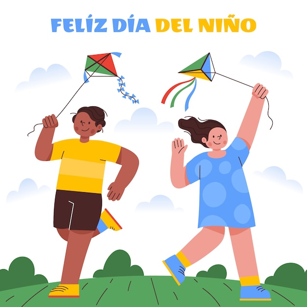 Ilustración plana del día del niño en español