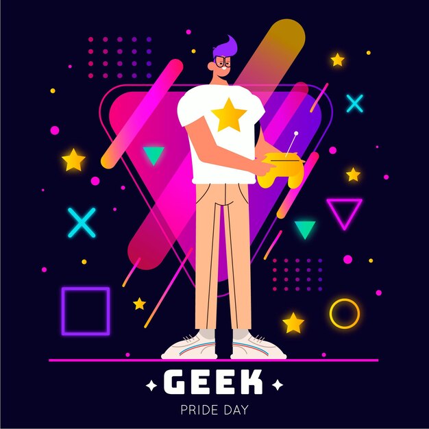 Ilustración plana del día del orgullo geek