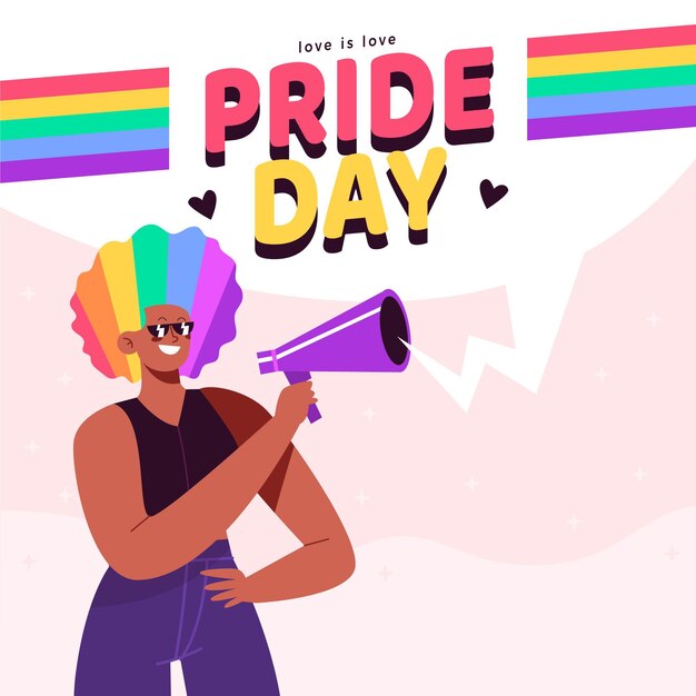 Ilustración plana del día del orgullo