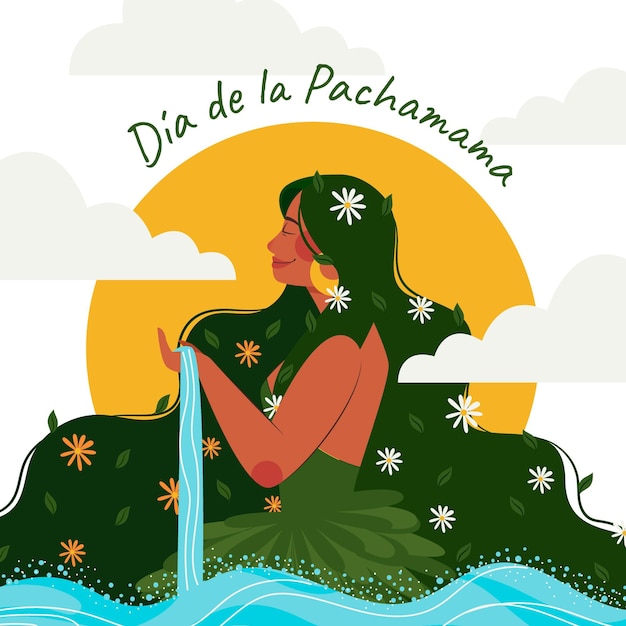 Ilustración plana dia de la pachamama