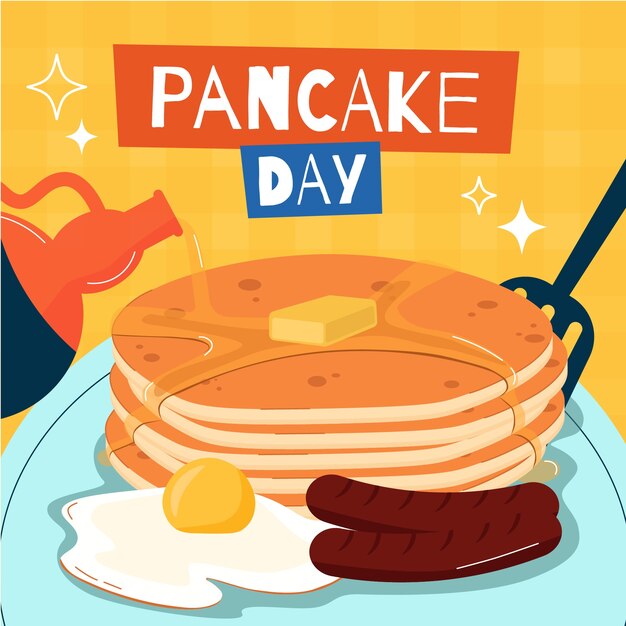 Ilustración plana para el día del pancake