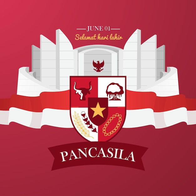 Vector gratuito ilustración plana del día de pancasila