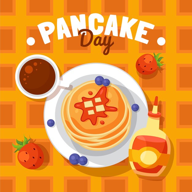 Ilustración plana del día del panqueque
