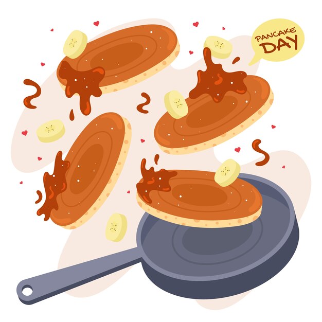 Ilustración plana del día del panqueque