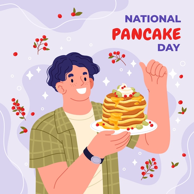 Ilustración plana del día del panqueque
