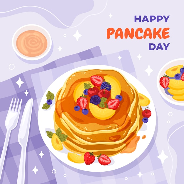 Ilustración plana del día del panqueque