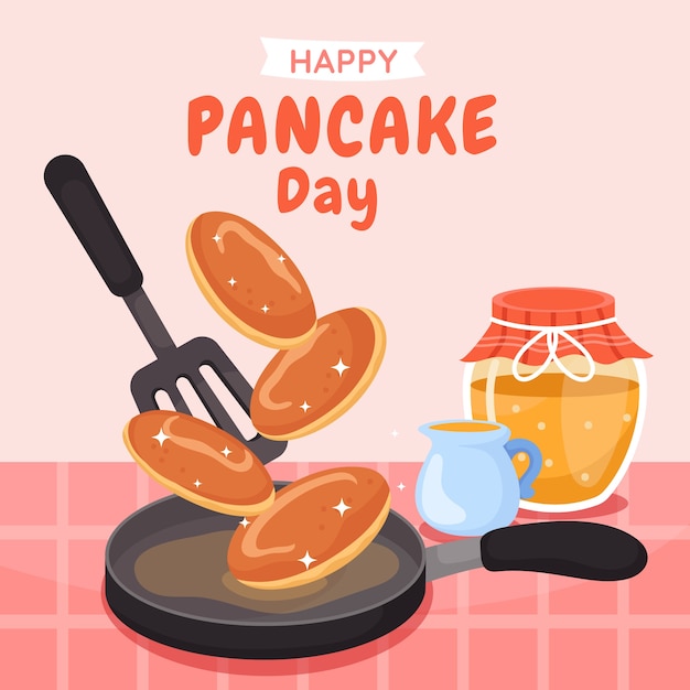 Ilustración plana del día del panqueque