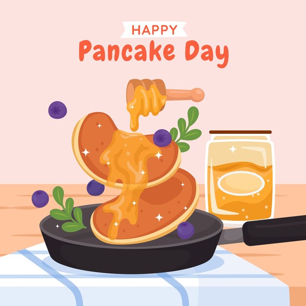 Ilustración plana del día del panqueque