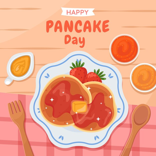 Ilustración plana del día del panqueque