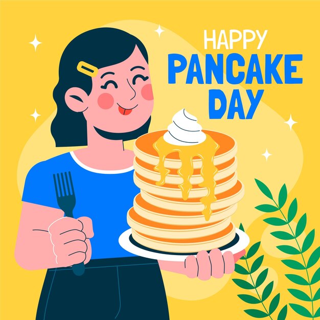 Ilustración plana del día del panqueque