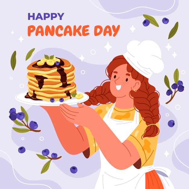 Ilustración plana del día del panqueque