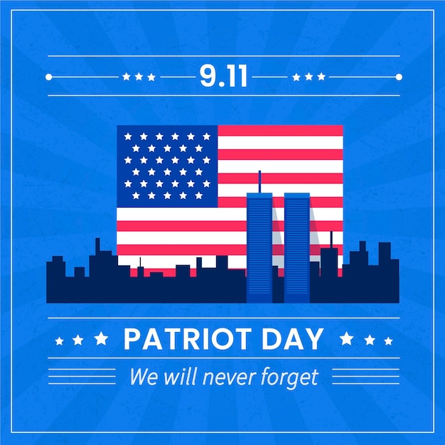 Vector gratuito ilustración plana del día del patriota 9.11