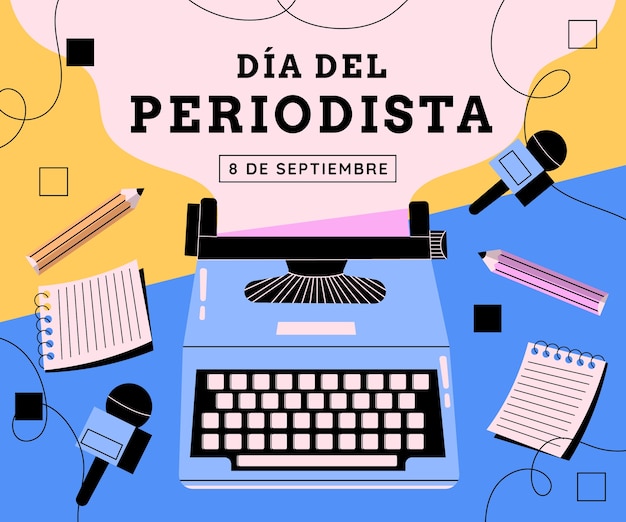 Ilustración plana dia del periodista