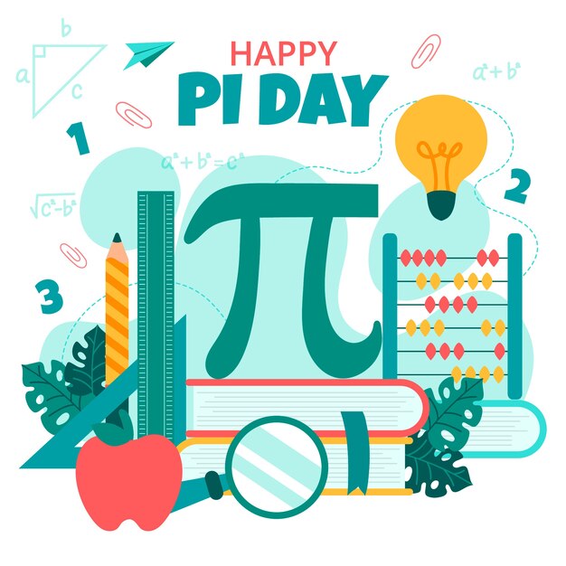 Ilustración plana del día pi
