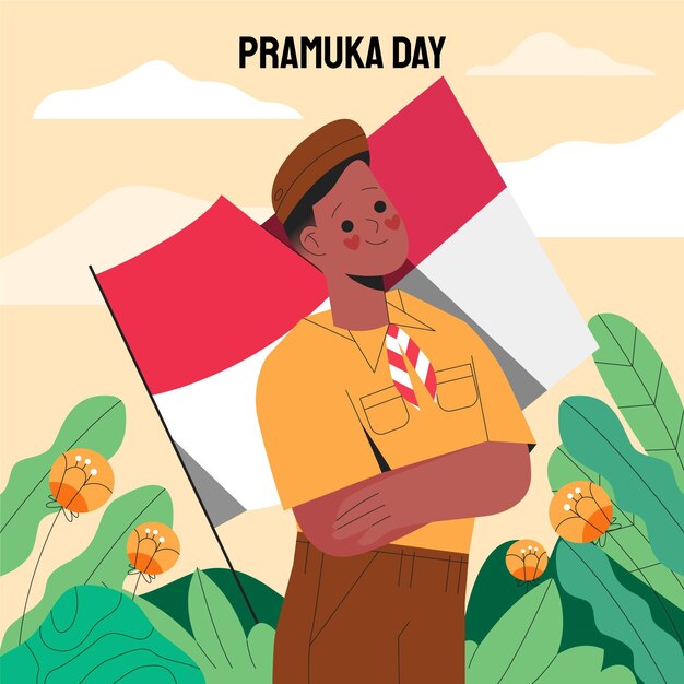 Ilustración plana del día de pramuka