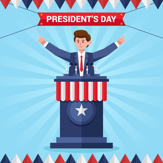 Ilustración plana del día del presidente