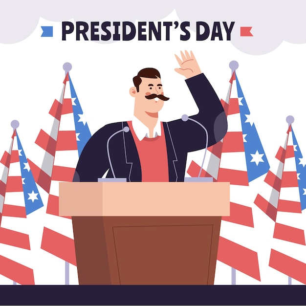 Vector gratuito ilustración plana del día de los presidentes