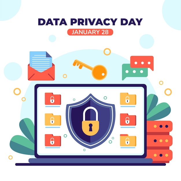 Ilustración plana del día de privacidad de los datos