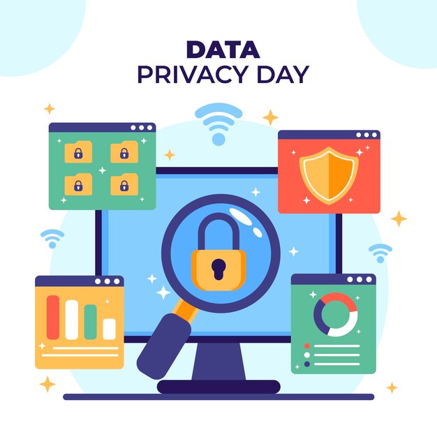 Ilustración plana del día de privacidad de los datos