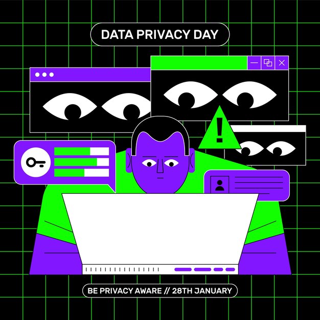 Ilustración plana del día de privacidad de datos