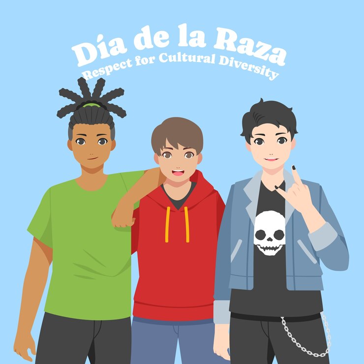 Vector gratuito ilustración plana del día de la raza.