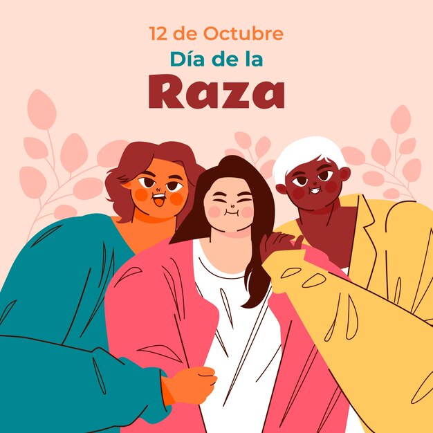 Ilustración plana del día de la raza.