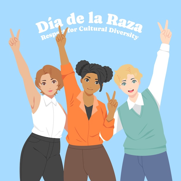 Vector gratuito ilustración plana del día de la raza.