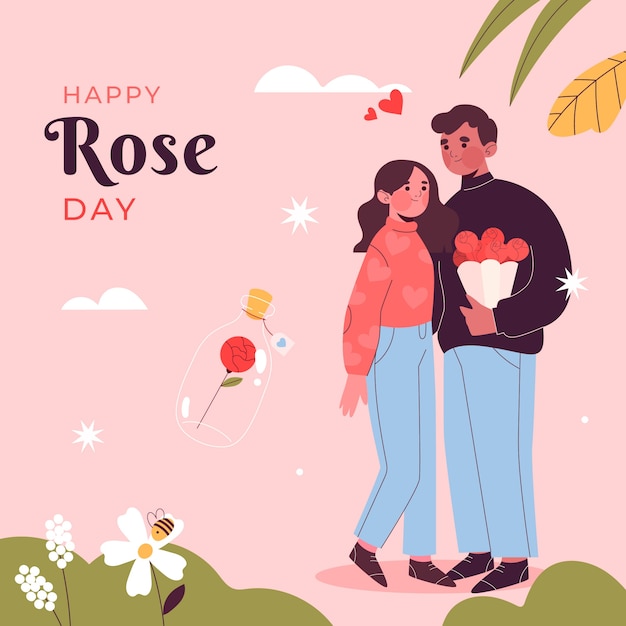 Vector gratuito ilustración plana del día de la rosa