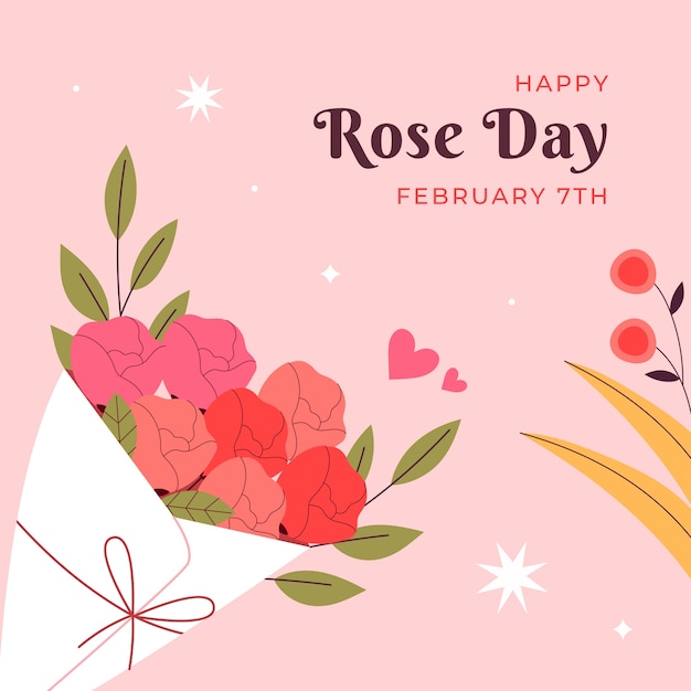 Vector gratuito ilustración plana del día de la rosa