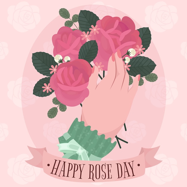 Ilustración plana del día de la rosa