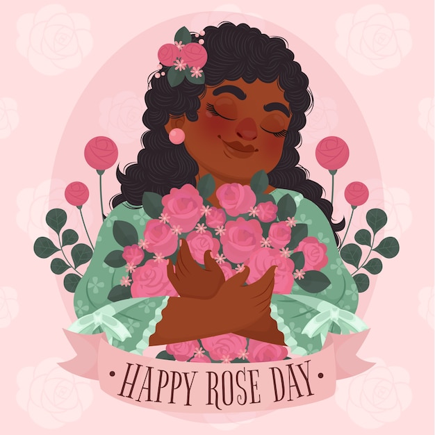 Vector gratuito ilustración plana del día de la rosa