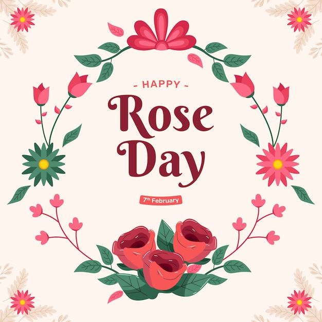 Vector gratuito ilustración plana del día de la rosa