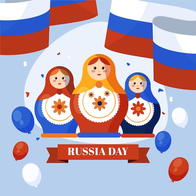 Vector gratuito ilustración plana del día de rusia