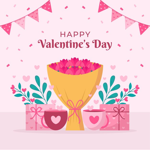 Ilustración plana del día de san valentín