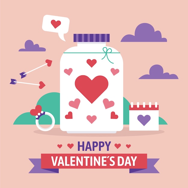 Ilustración plana del día de san valentín