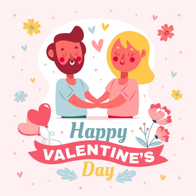 Ilustración plana del día de san valentín