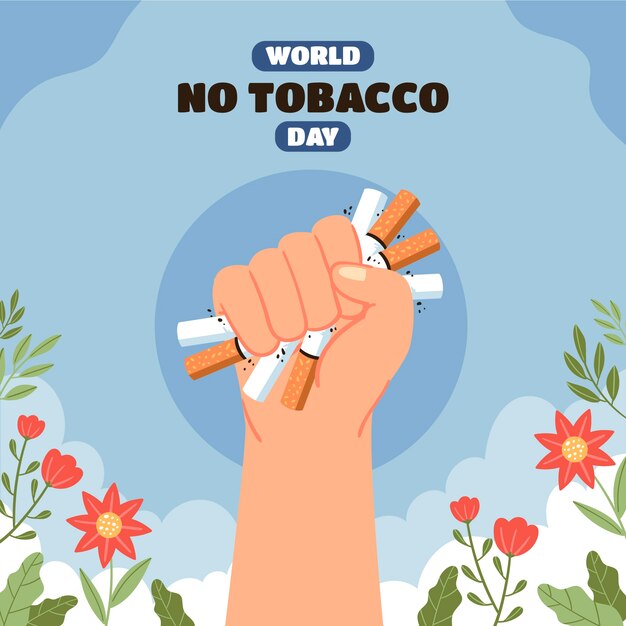 Ilustración plana del día sin tabaco