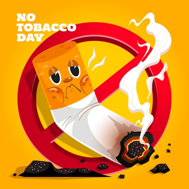 Ilustración plana del día sin tabaco