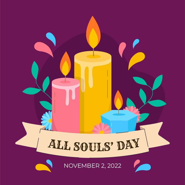 Ilustración plana del día de todas las almas
