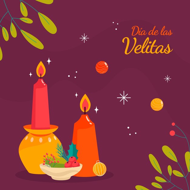 Vector gratuito ilustración plana dia de las velitas