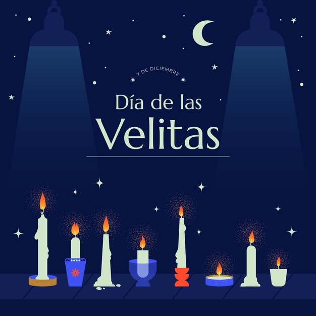 Ilustración plana dia de las velitas