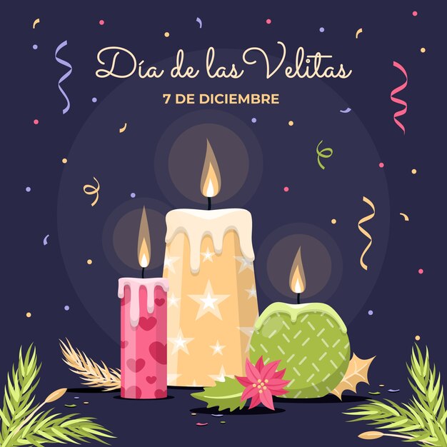 Ilustración plana dia de las velitas