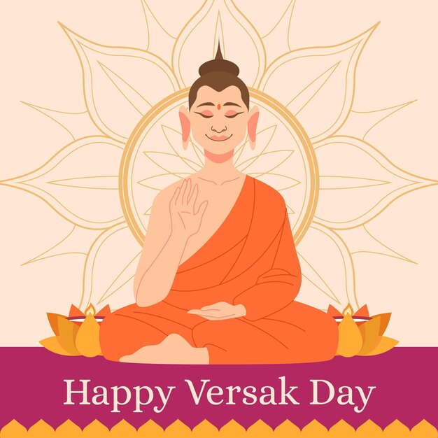 Ilustración plana del día de vesak