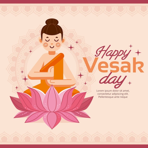 Vector gratuito ilustración plana del día de vesak