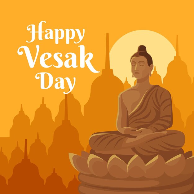 Ilustración plana del día de vesak