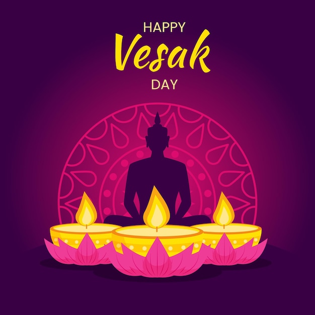 Ilustración plana del día de vesak