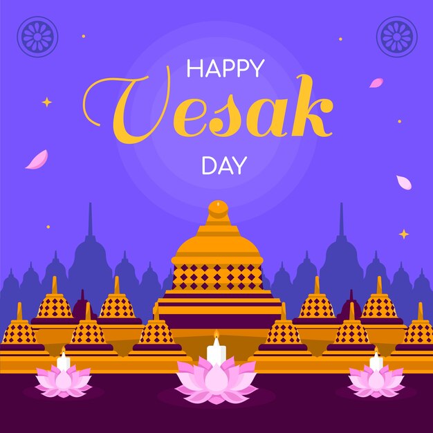 Ilustración plana del día de vesak