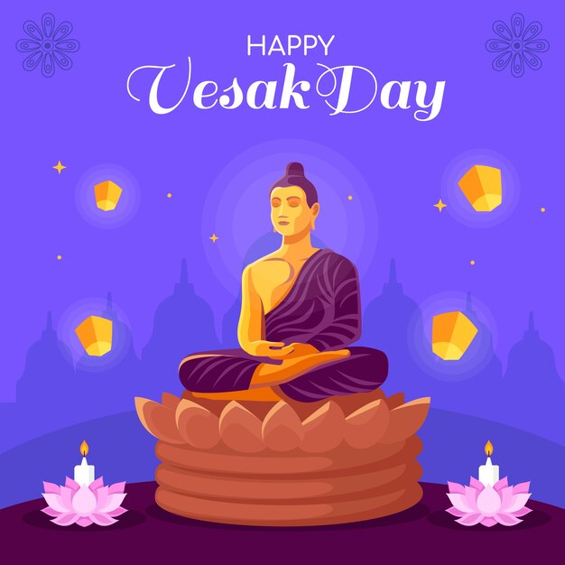 Ilustración plana del día de vesak