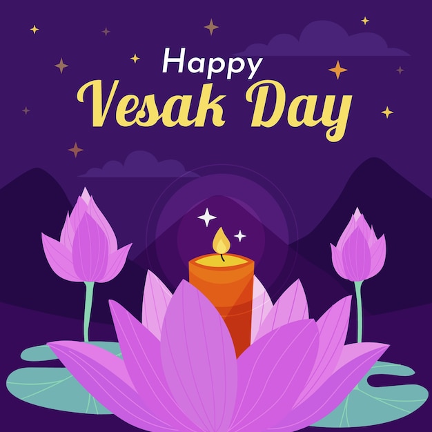Ilustración plana del día de vesak